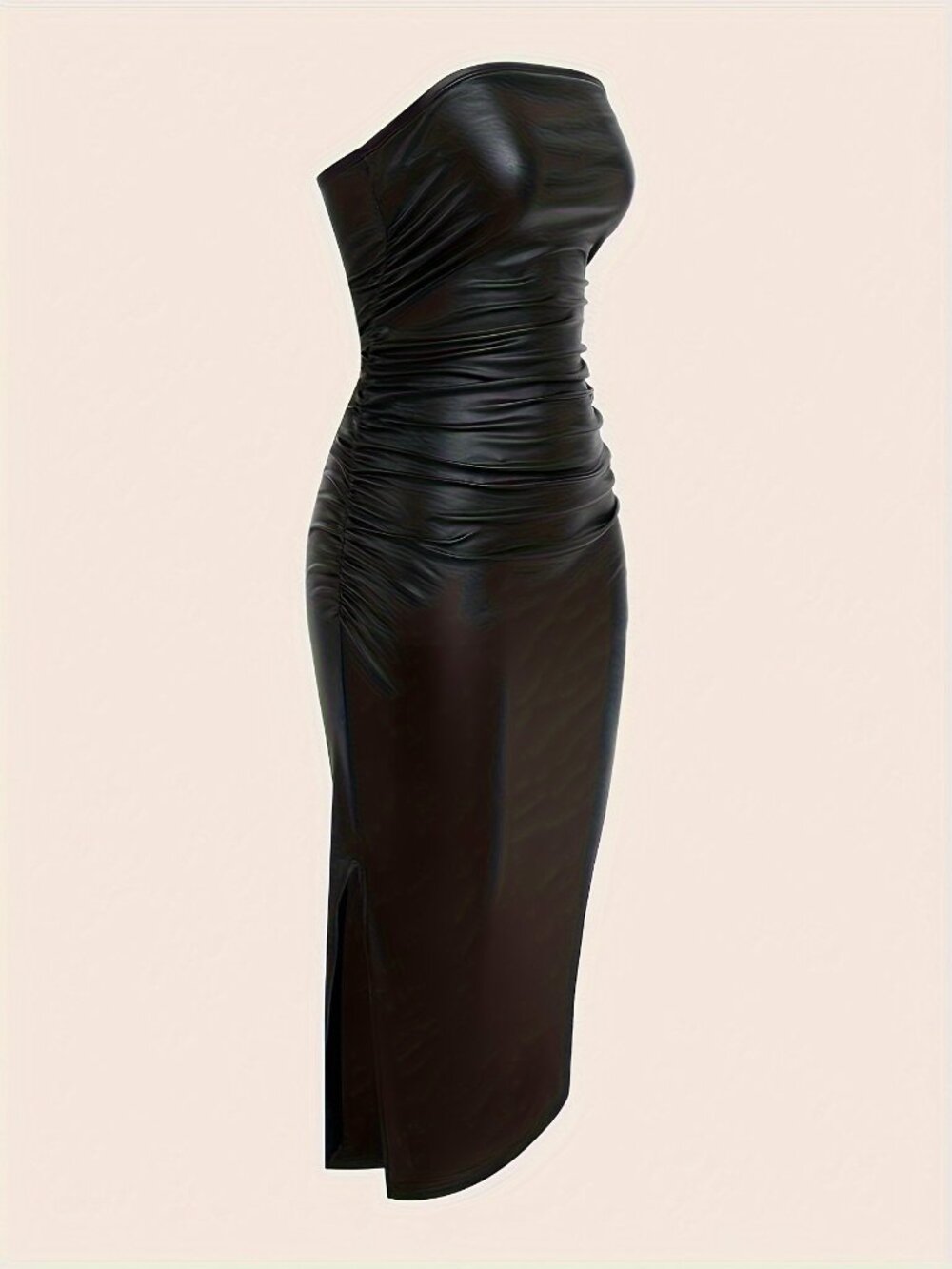Sexy strapless black midi-dress - XL